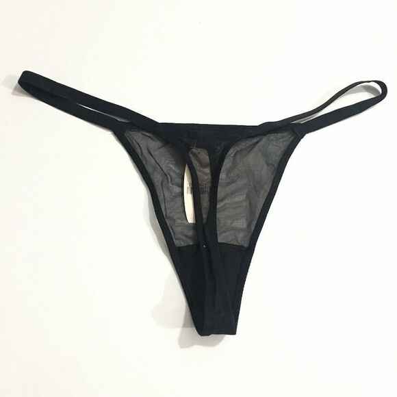 Victoria's Secret Sheer Thong Panty One Size Black - Picture 4 of 4
